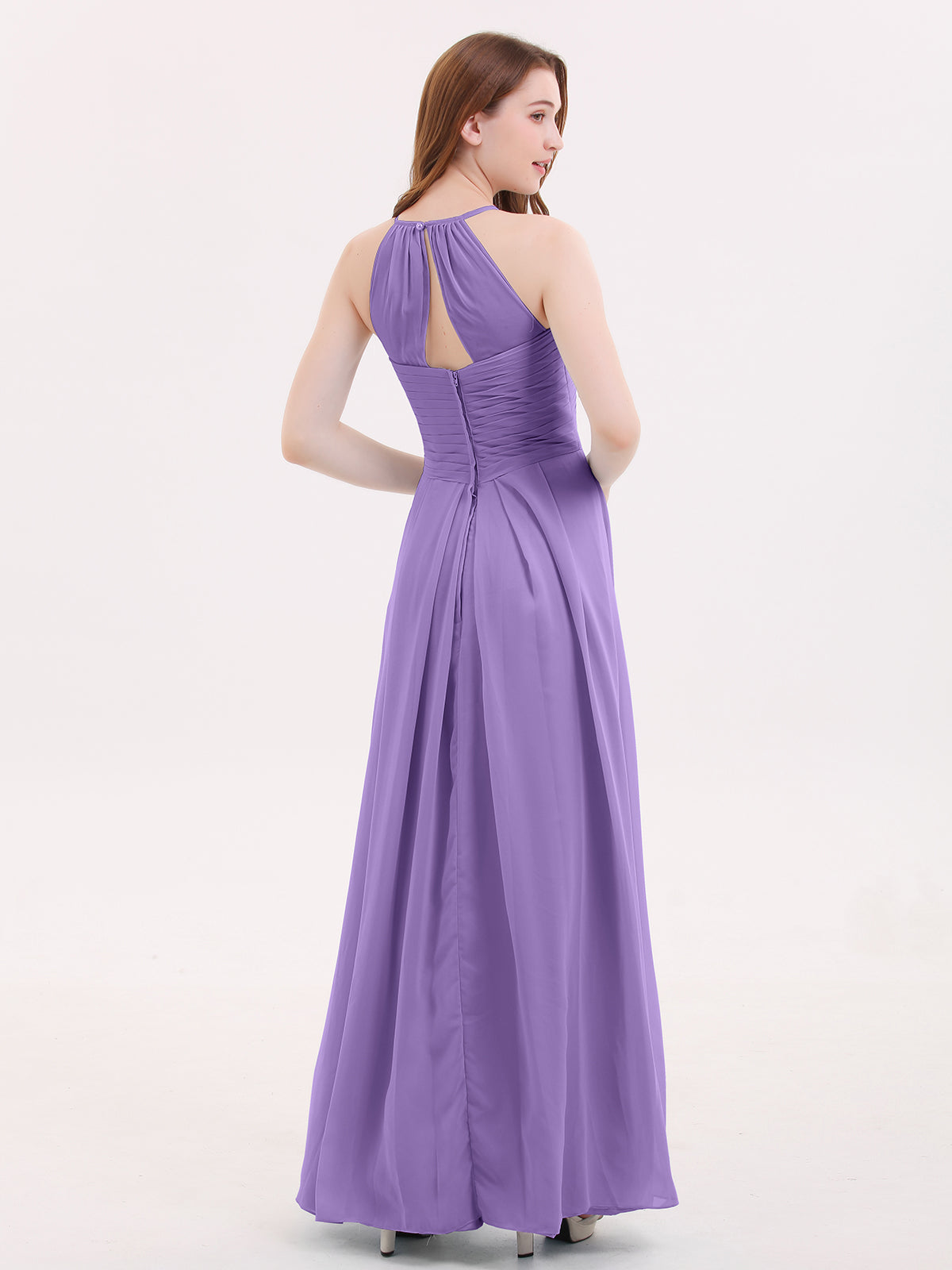 Long Chiffon Halter Bridesmaid Dresses-Tahiti