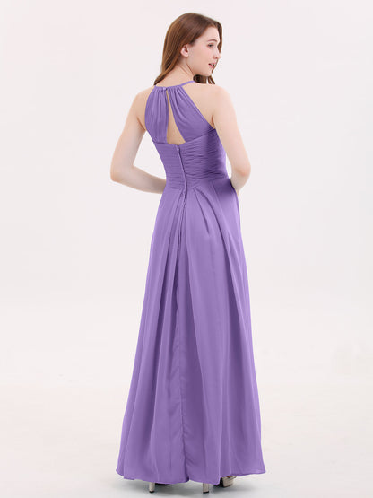 Long Chiffon Halter Bridesmaid Dresses-Tahiti