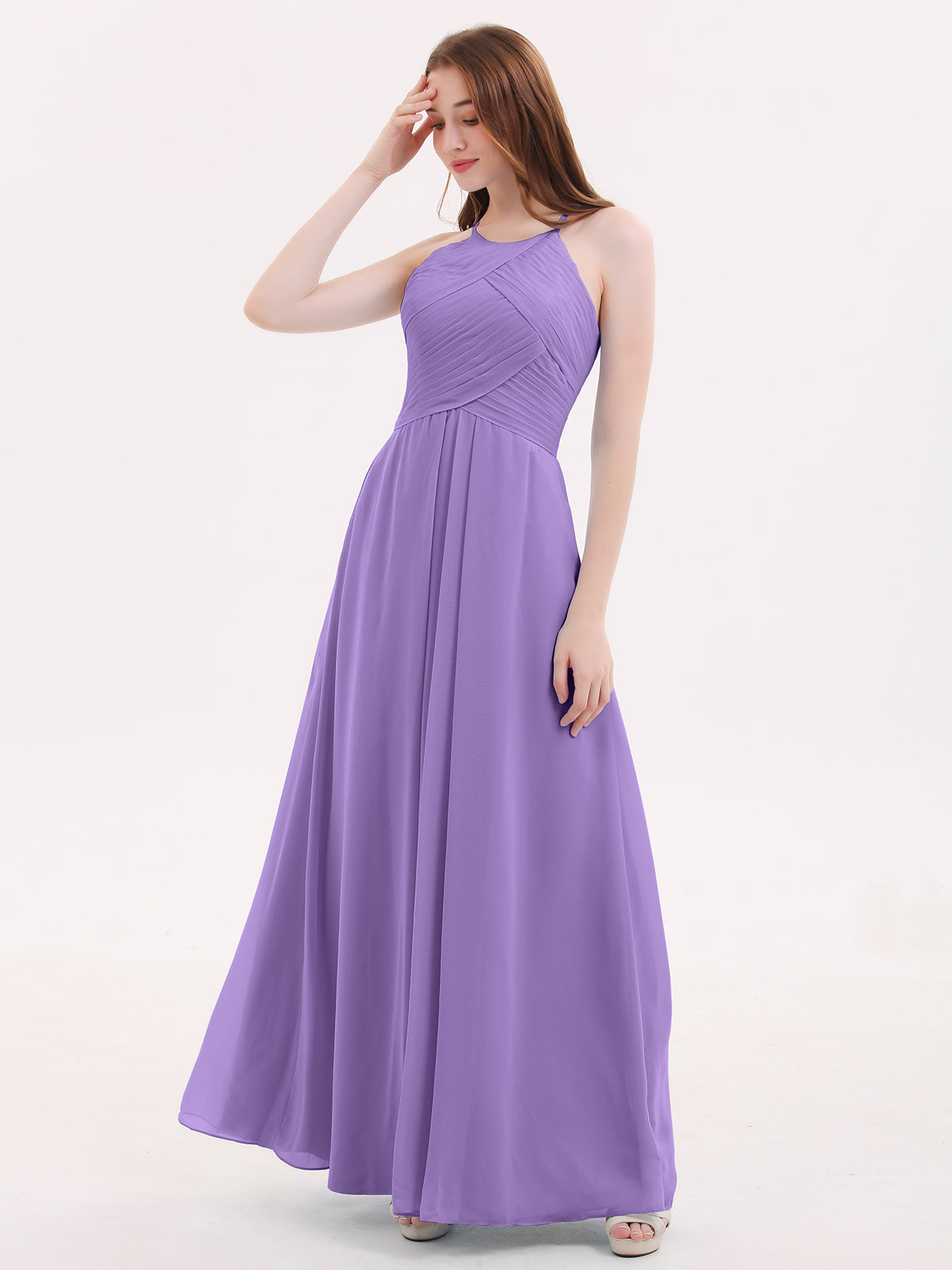 Long Chiffon Halter Bridesmaid Dresses-Tahiti