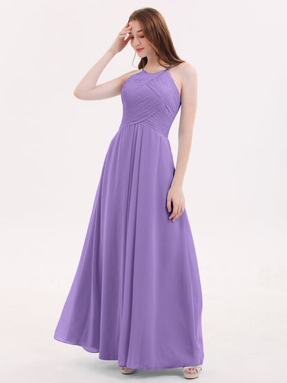 Long Chiffon Halter Bridesmaid Dresses-Tahiti
