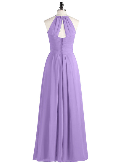Long Chiffon Halter Bridesmaid Dresses-Tahiti