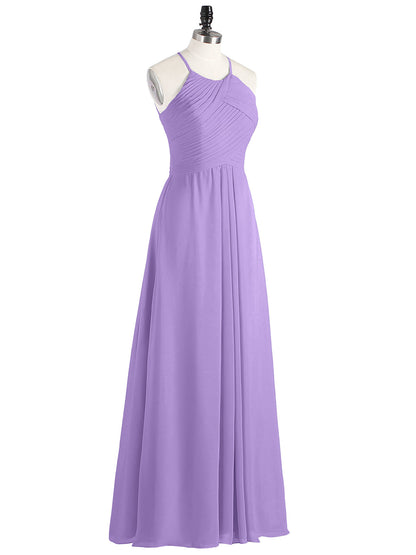 Long Chiffon Halter Bridesmaid Dresses-Tahiti