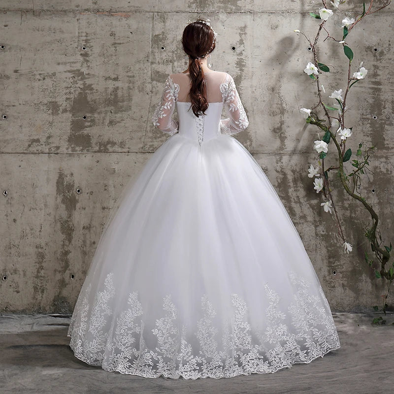 Wedding Dress Long Sleeve Ball Gown Luxury Lace Plus Size