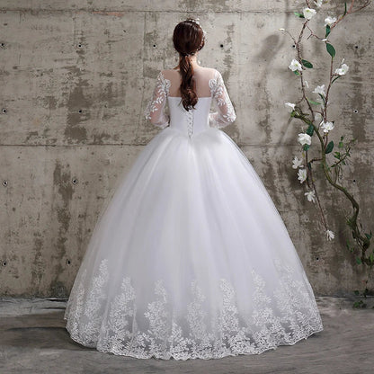 Wedding Dress Long Sleeve Ball Gown Luxury Lace Plus Size