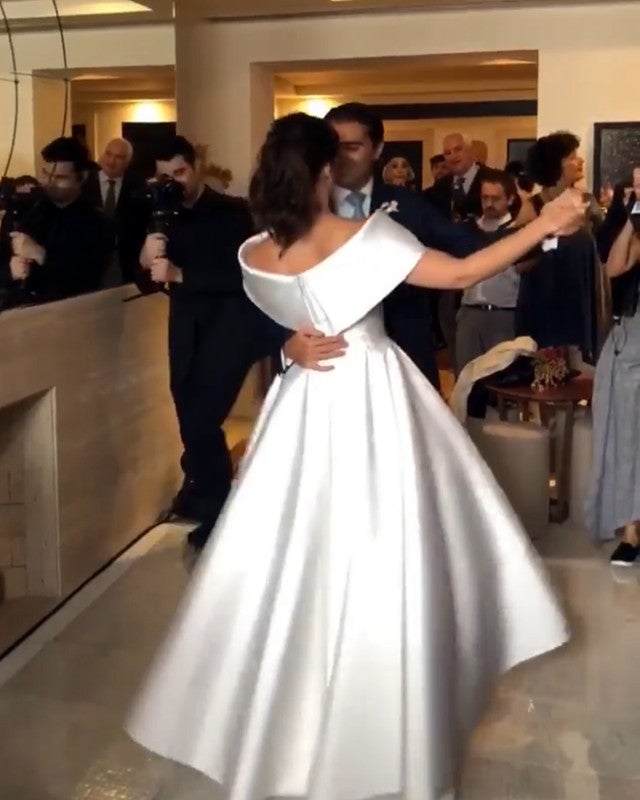 High Low Hem Wedding Dresses Off Shoulder