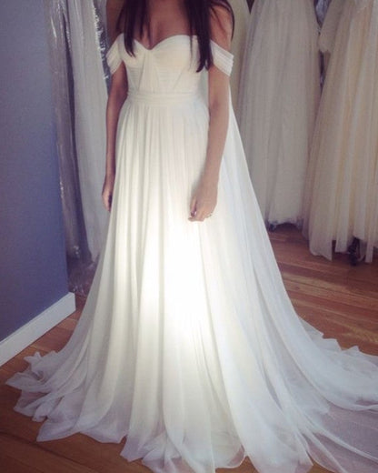 High Street Style Chiffon Wedding Dresses Off Shoulder