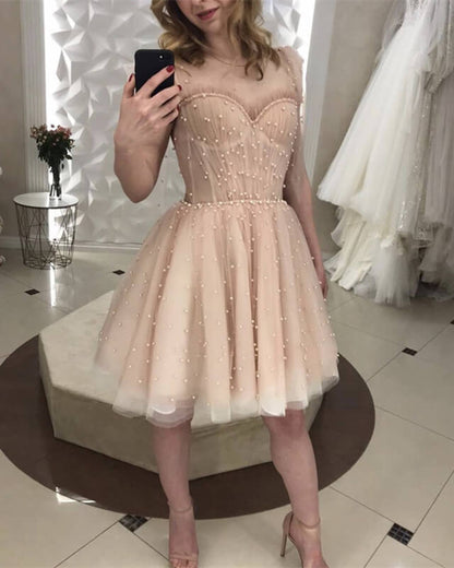 Nude Tulle Corset Ruffles Mini Dress