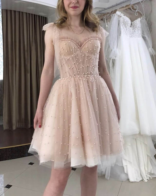 Nude Tulle Corset Ruffles Mini Dress