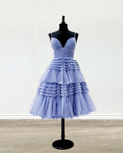 Chic V-neck Tiered Tulle Homecoming Dresses
