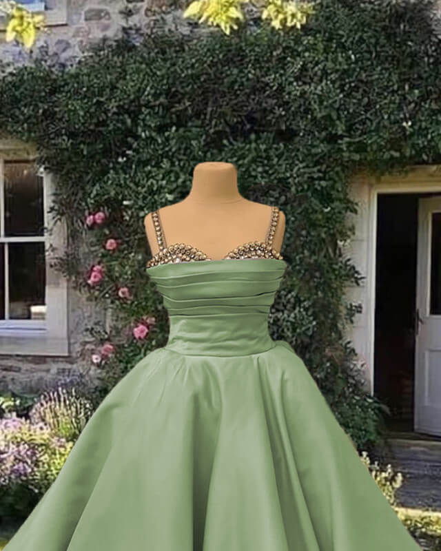 Beaded Sweetheart Mini Satin Ball Gown