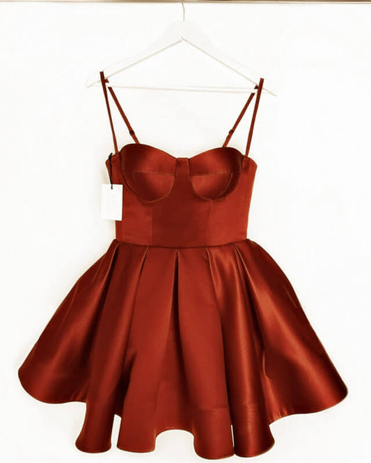 Burnt Orange Satin Mini Corset Dress