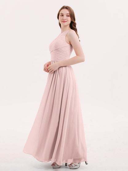 Illusion Sweetheart Neck Chiffon Bridesmaid Dress-Dusty Rose
