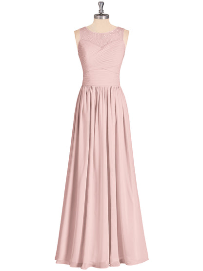 Illusion Sweetheart Neck Chiffon Bridesmaid Dress-Dusty Rose