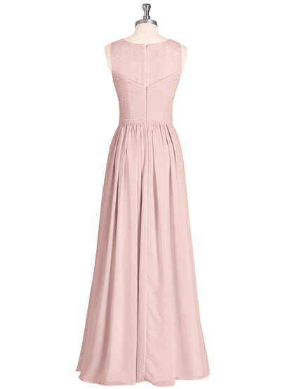 Illusion Sweetheart Neck Chiffon Bridesmaid Dress-Dusty Rose