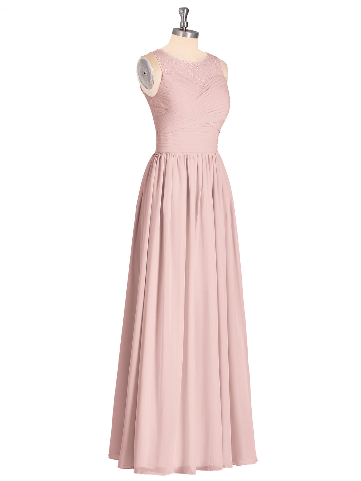 Illusion Sweetheart Neck Chiffon Bridesmaid Dress-Dusty Rose
