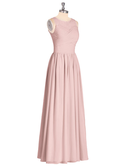 Illusion Sweetheart Neck Chiffon Bridesmaid Dress-Dusty Rose