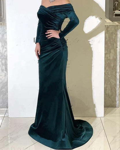 Hunter Green Velvet Gown
