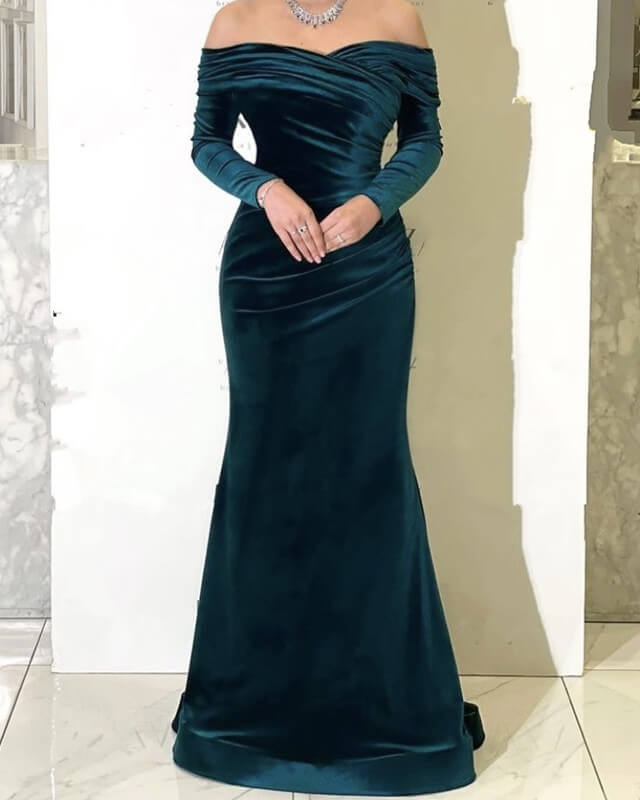Hunter Green Velvet Gown