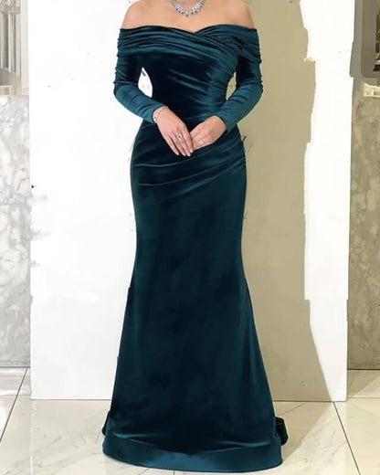 Hunter Green Velvet Gown