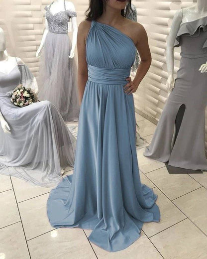 Chiffon Bridesmaid Dresses One Shoulder Leg Slit - RongMoon