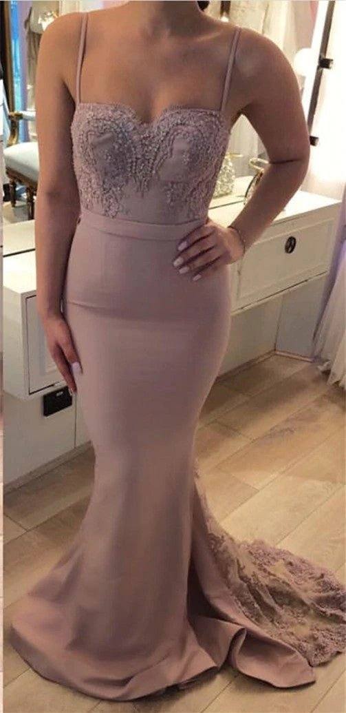 Elegant Lace Appliques Sweetheart Mermaid Backless Bridesmaid Dresses - RongMoon