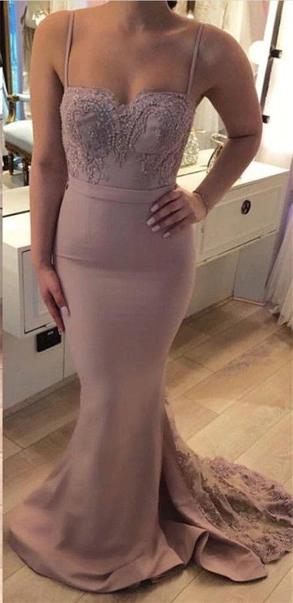 Elegant Lace Appliques Sweetheart Mermaid Backless Bridesmaid Dresses - RongMoon