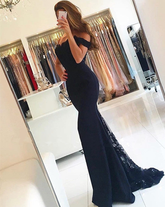 Charming Lace Appliques Curved Sweetheart Off The Shoulder Mermaid Bridesmaid Dresses