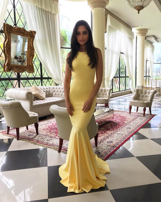 High Neck Open Back Long Mermaid Evening Dresses