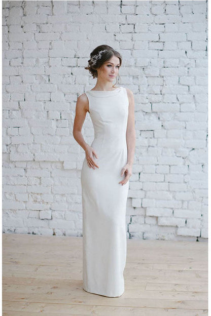Sleek Sheath Sleeveless Satin Simple Wedding Dresses