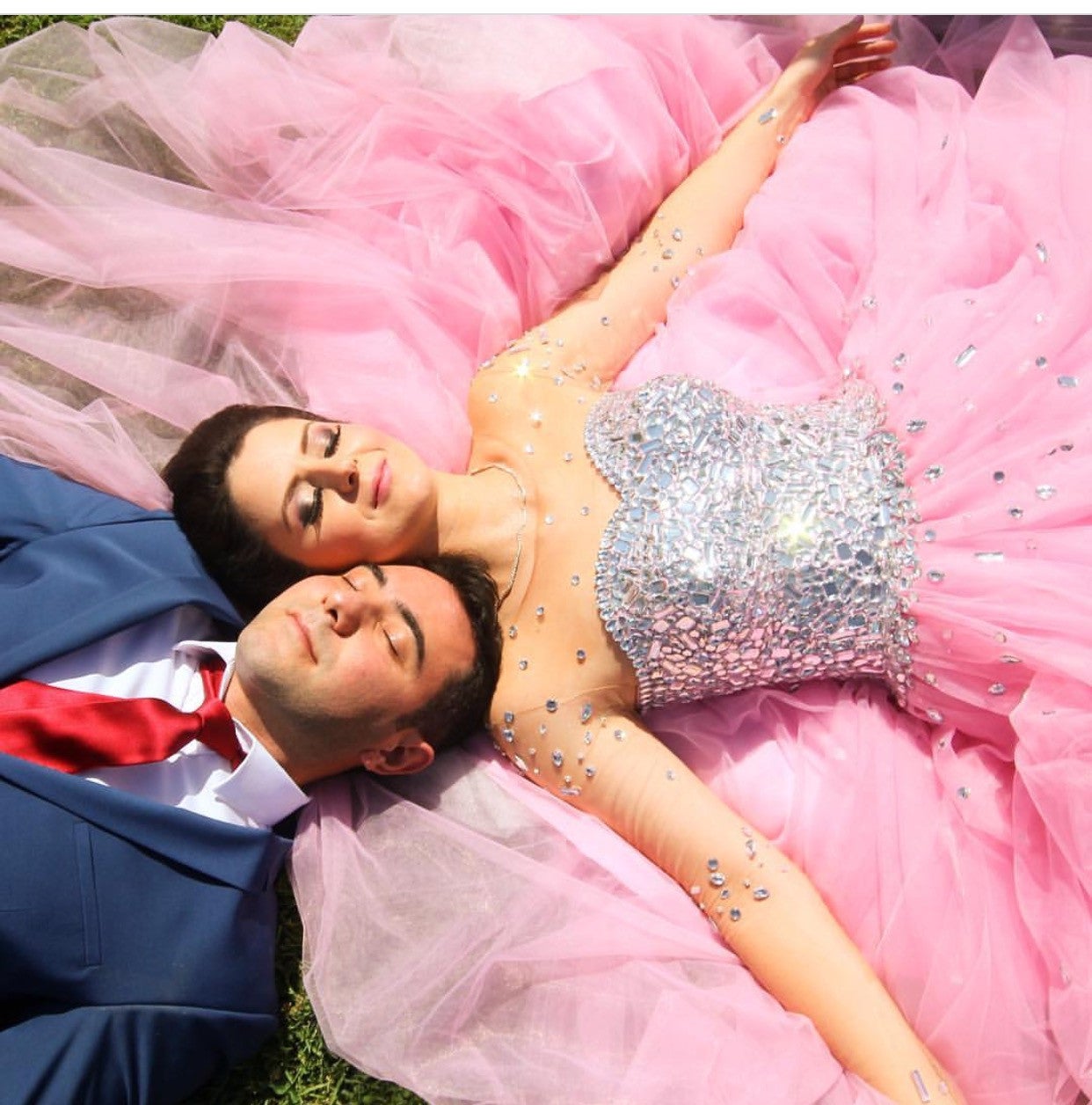 Illusion Long Sleeves Pink Tulle Wedding Dresses Crystal Beaded