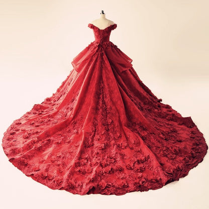 Illusion Neckline Cap Sleeves Floral Lace Ball Gowns Wedding Dresses