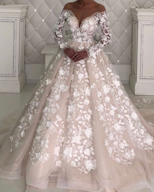 Ivory And Champagne Wedding Dresses Long Sleeves