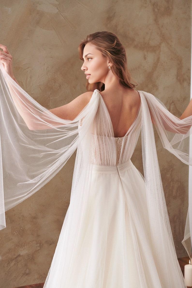 Boho Bridal Gown Tulle Wedding Gown Lace Bridal Gown Ivory Bridal Gown
