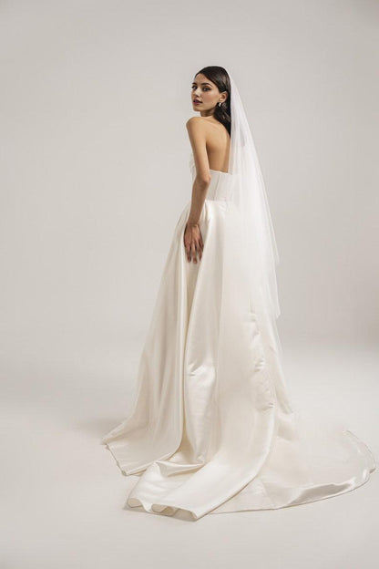 Satin Ivory Wedding Dress Corset Wedding Dress A-line Off Shoulder Wedding Dress Victorian Wedding Dress