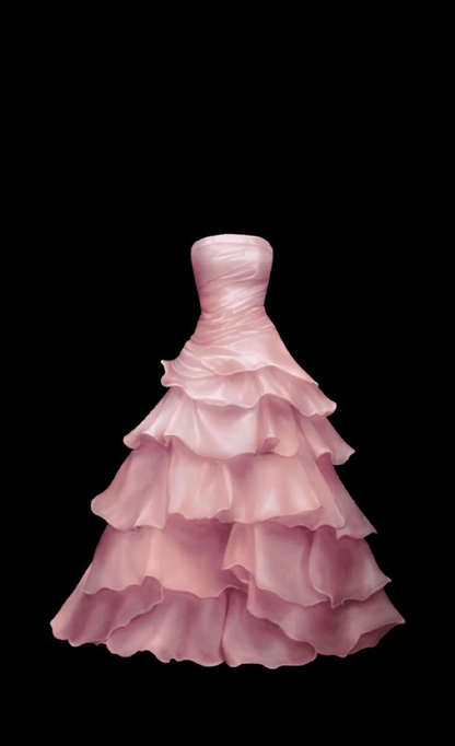 Pretty Strapless A Line Ruffle Long Prom Dress White Layered Wedding Dress  S183