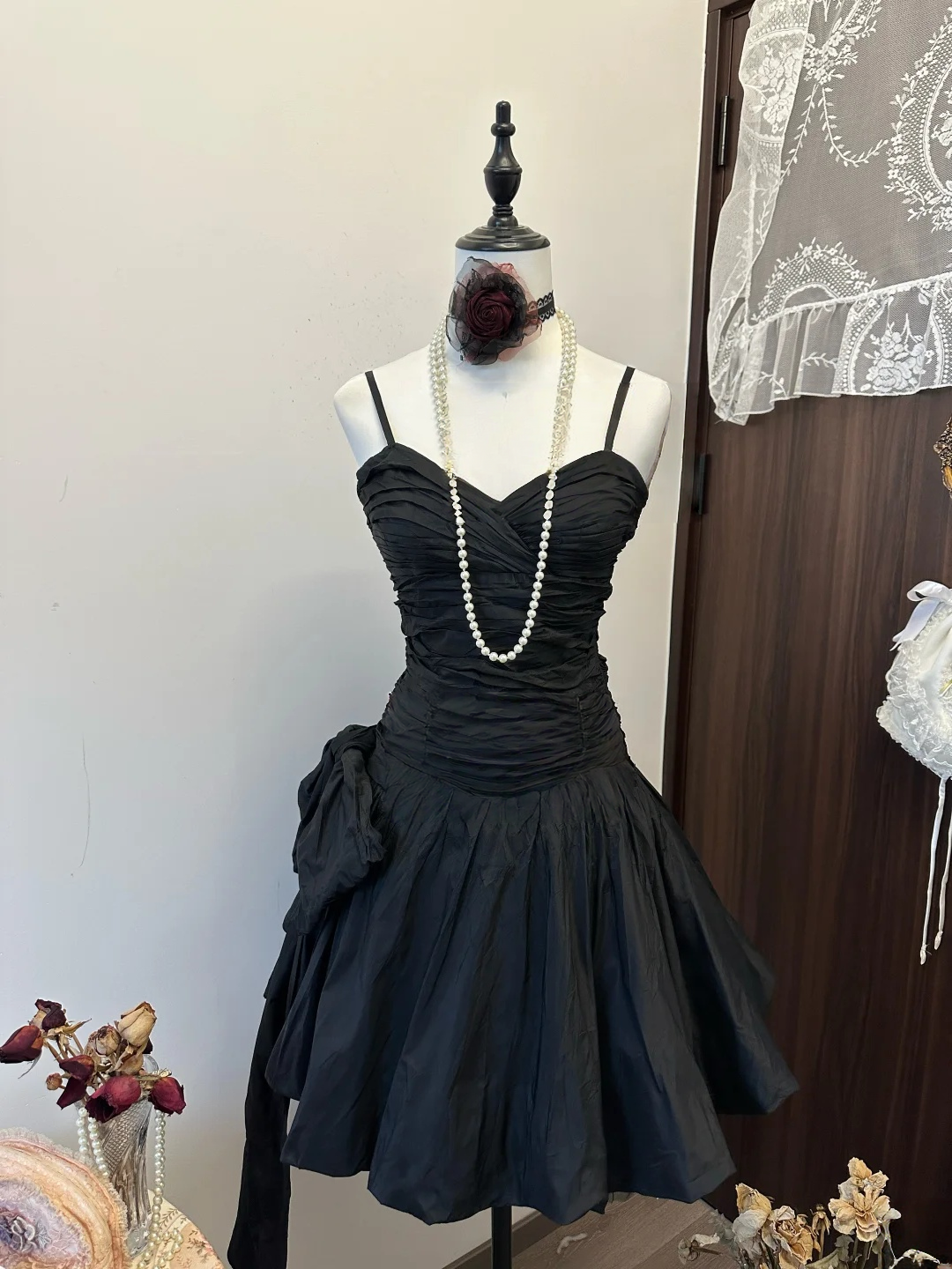 A Line Black Short Prom Dresses Formal Party Gown Taffata Cocktail Dress