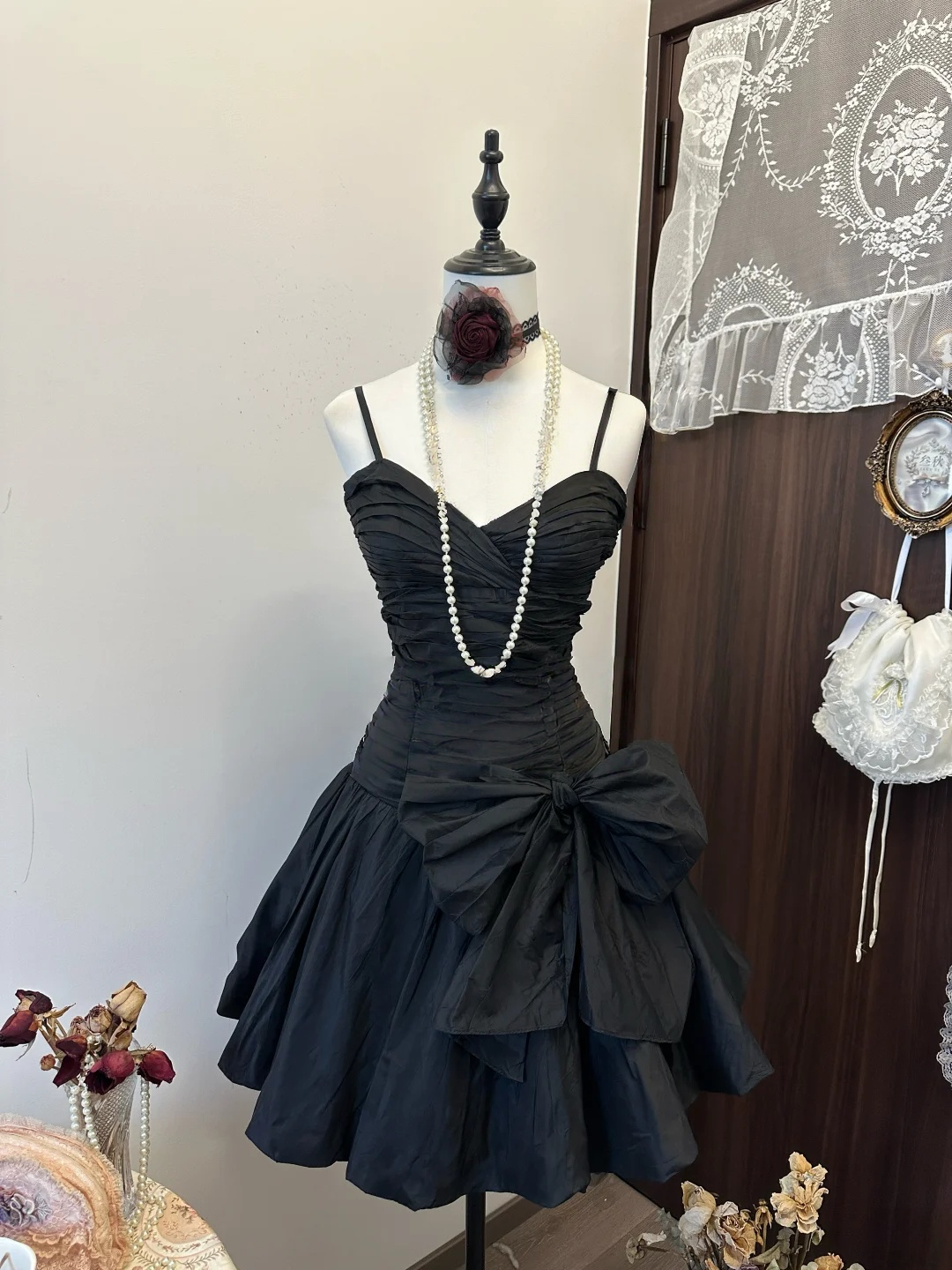 A Line Black Short Prom Dresses Formal Party Gown Taffata Cocktail Dress