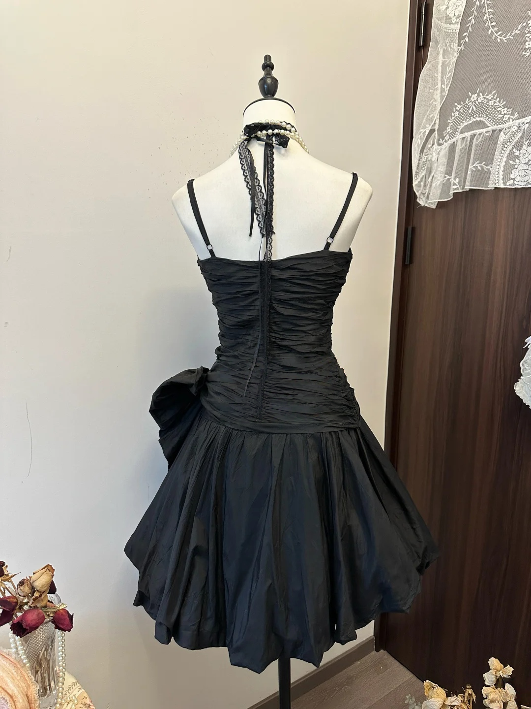 A Line Black Short Prom Dresses Formal Party Gown Taffata Cocktail Dress