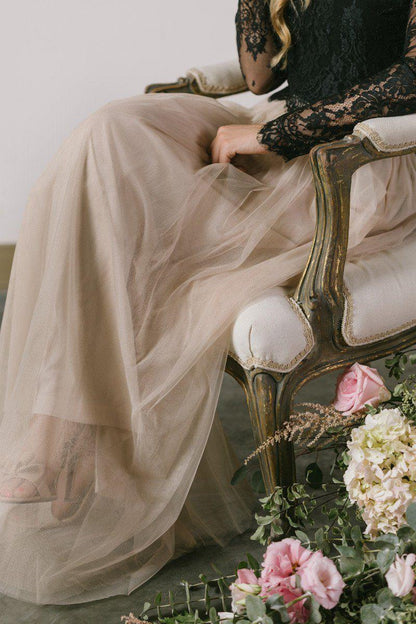 Courtlike Long Sleeves Scoop A-line Ankle-length Prom Dresses