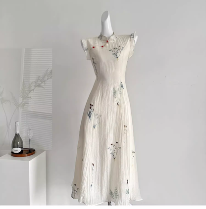 New Chinese Style Retro Embroidered Vacation Dress Party Dress cc3061