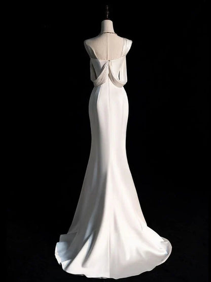 Wholesale Simple One Shoulder Prom Dress Mermaid Wedding Dress Elegant Evening Dress