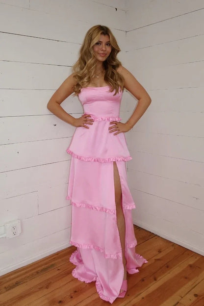 Aimishang Orange Corset Tiered Long Party Dresss Charming Evening Dress With Slit