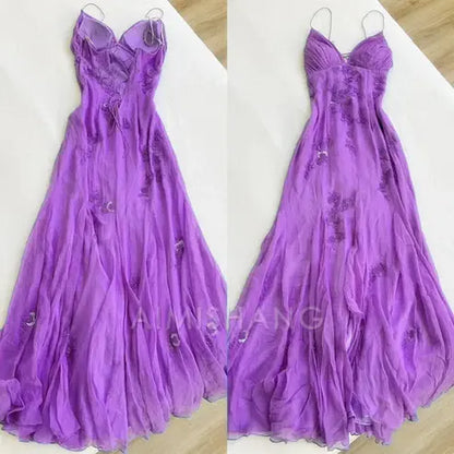 Aimishang Elegant Formal Dresses Spaghetti Straps Appliques A Line Long Prom Dresses Formal Women's Dresses Party Dresses
