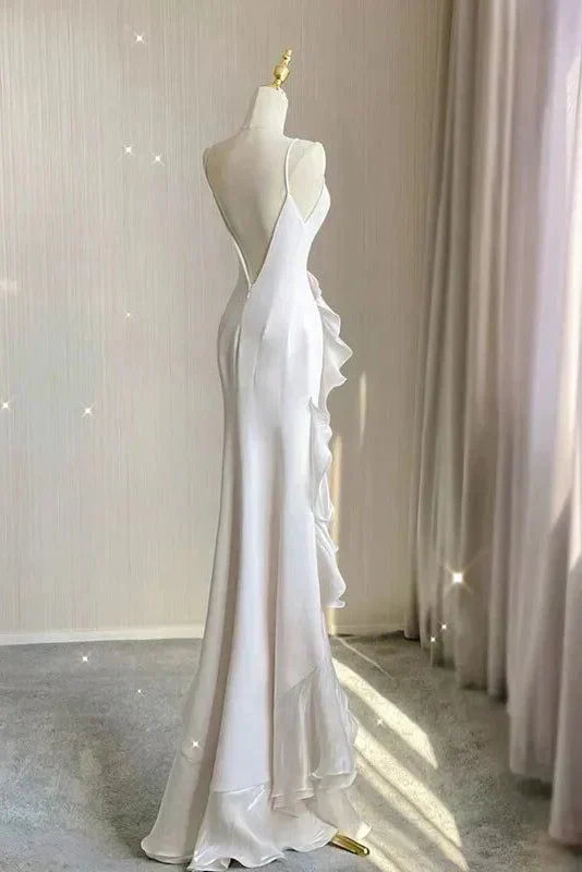 Aimishang Elegant Spaghetti Straps Mermaid Evening Dress With Ruffles Backless Long Prom Dress