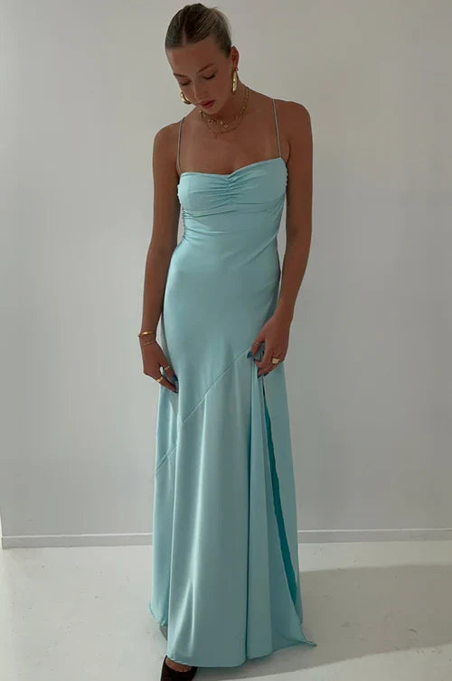Aimishang Elegant Dresses Gowns Evening Dresses Spaghetti Straps Long Prom Dress Satin Formal Party Dress