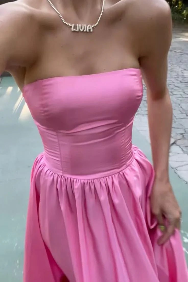 Aimishang Dress Wholesale Strapless Pink A-line Long Formal Dress Elegant Evening Party Dress