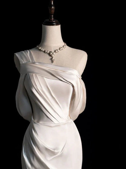Wholesale Simple One Shoulder Prom Dress Mermaid Wedding Dress Elegant Evening Dress