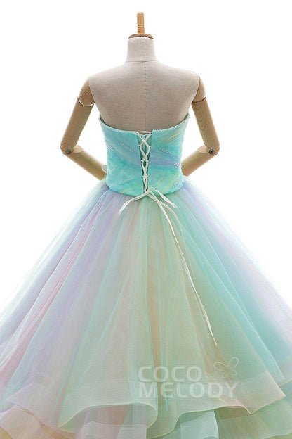A Line Court Train Tulle Wedding Dress JWLT15067