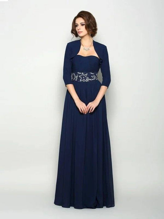 A-Line/Princess Sweetheart Beading Sleeveless Long Chiffon Mother of the Bride Dresses - RongMoon