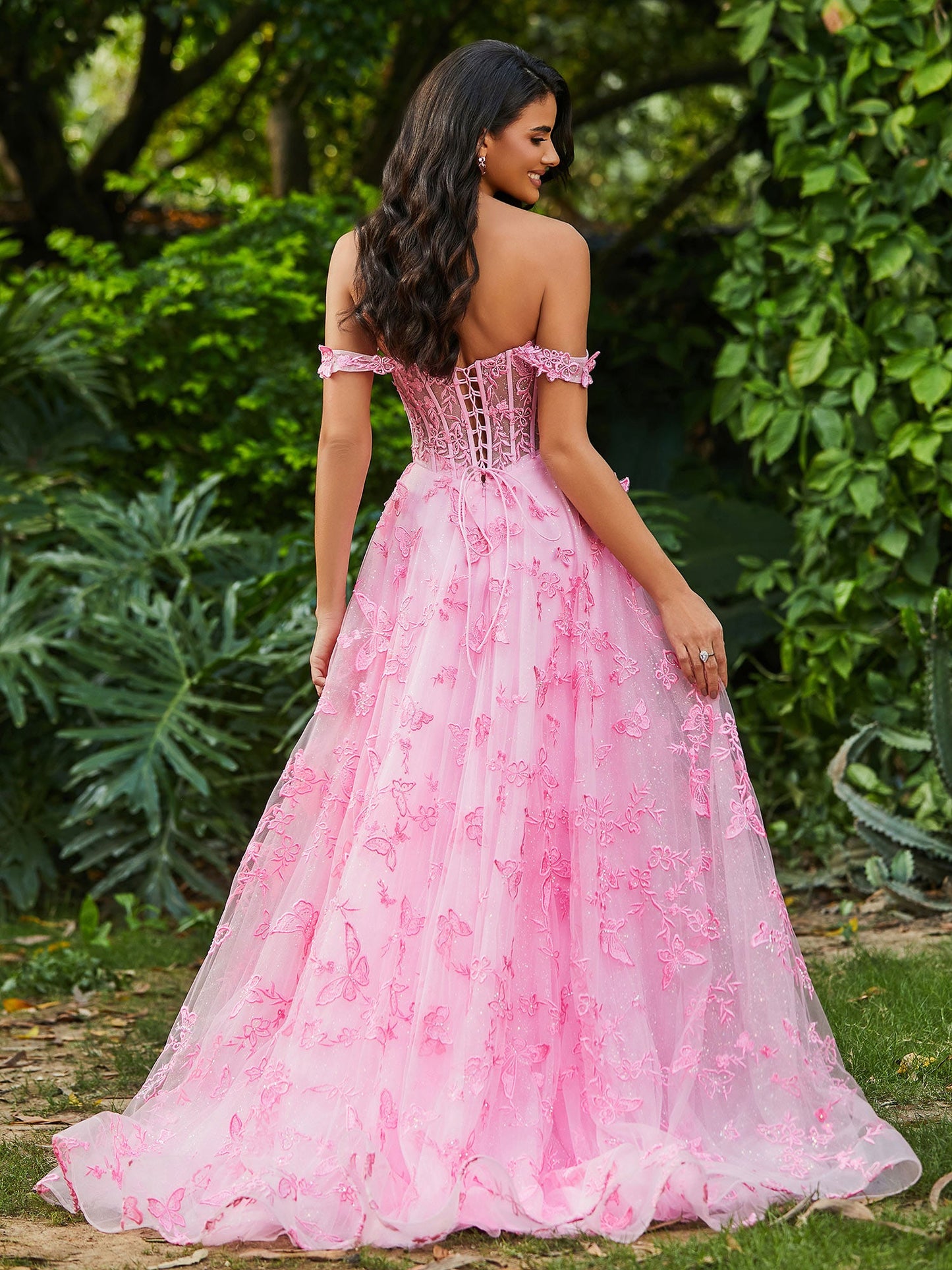Corset Bodice Sweetheart A-line Gown with Slit Candy Pink